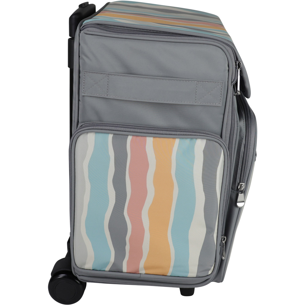 Everything Mary EVM12777-6 Grey Stripe Collapsible Rolling Tote Trolley Bag 36.2 x 22.2 x 39.4cm Image 3