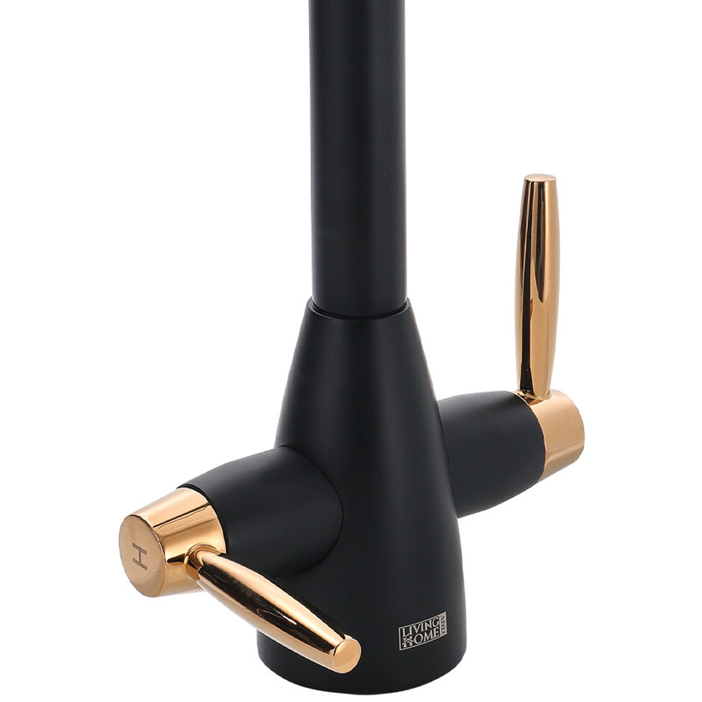 Living and Home Rose Gold Twin Lever Kitchen Tap Image 4