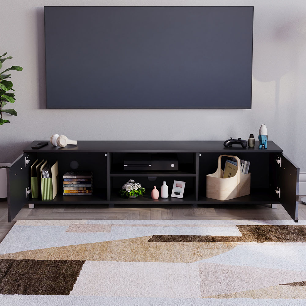 Vida Designs Cosmo 2 Door 2 Shelf Black TV Unit Image 8