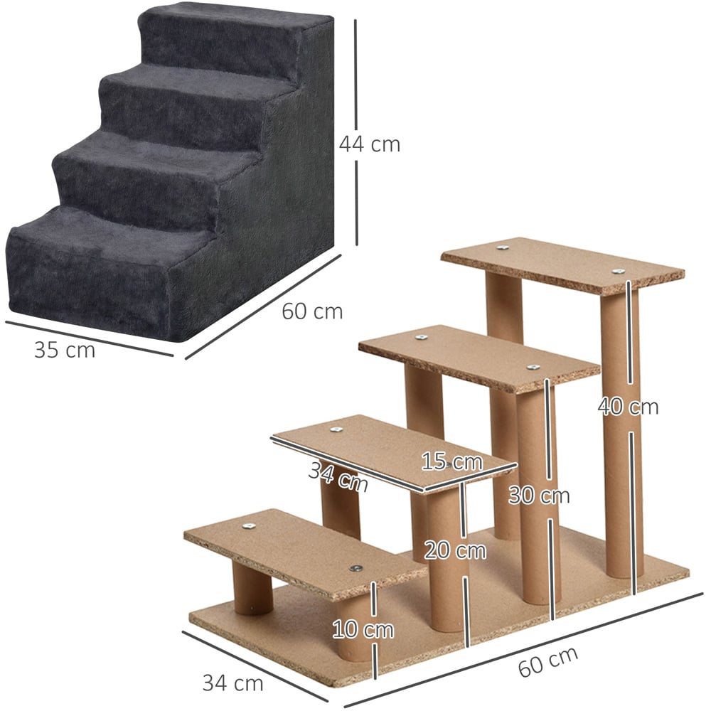 PawHut 4 Step Dark Grey Portable Dog Stairs with Cover Image 9