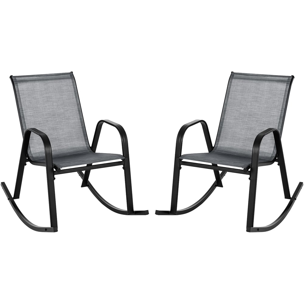 Costway Set of 2 Grey Garden Rocking Chair Image 2