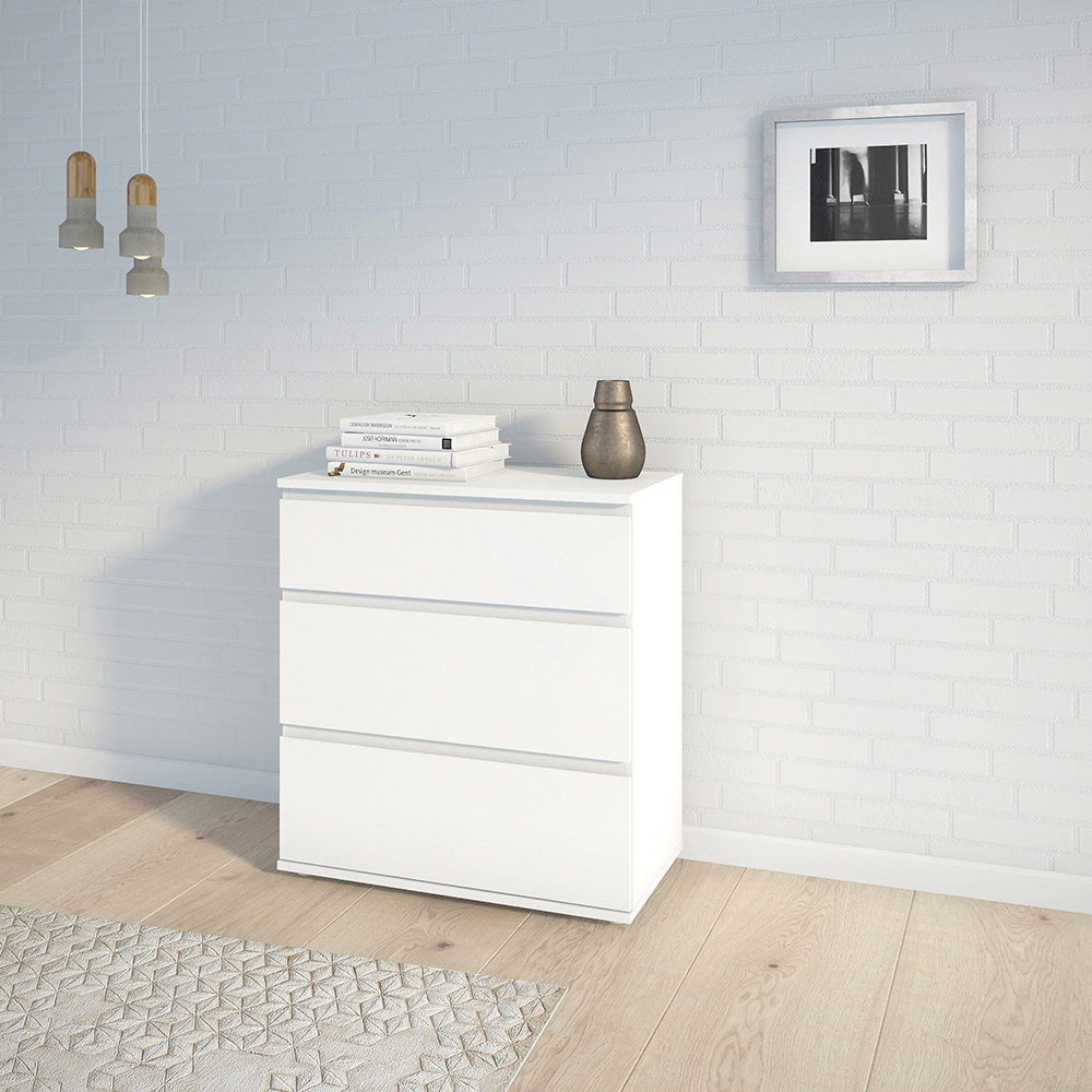 Florence Nova 3 Drawer White Chest of Drawers Image 5