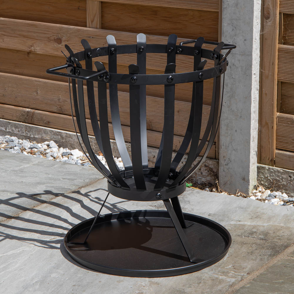 Samuel Alexander Black Steel El-Clasico Outdoor Fire Basket 44cm Image 2