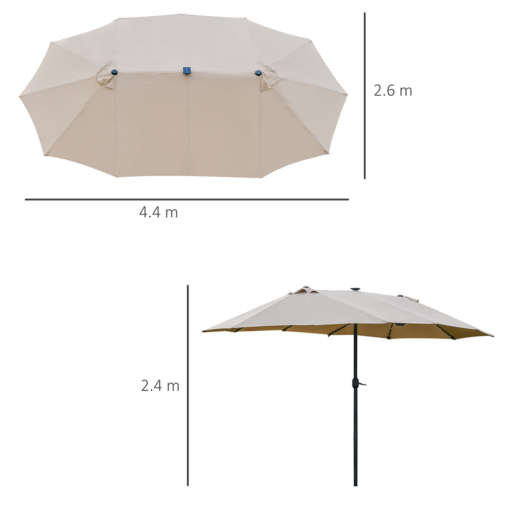 Outsunny Khaki Double Sided LED Garden Parasol 4.4m Image 5