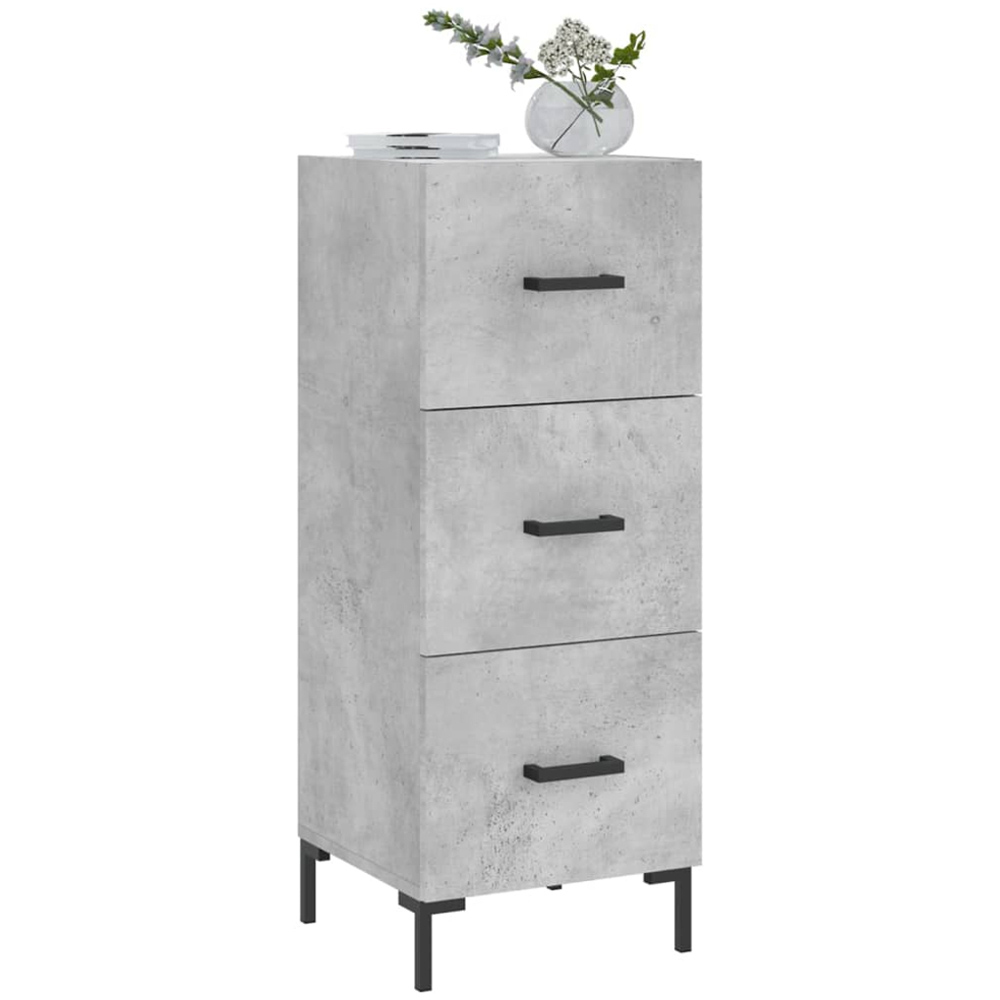 vidaXL 3 Drawer Concrete Grey Wooden Sideboard Image 3