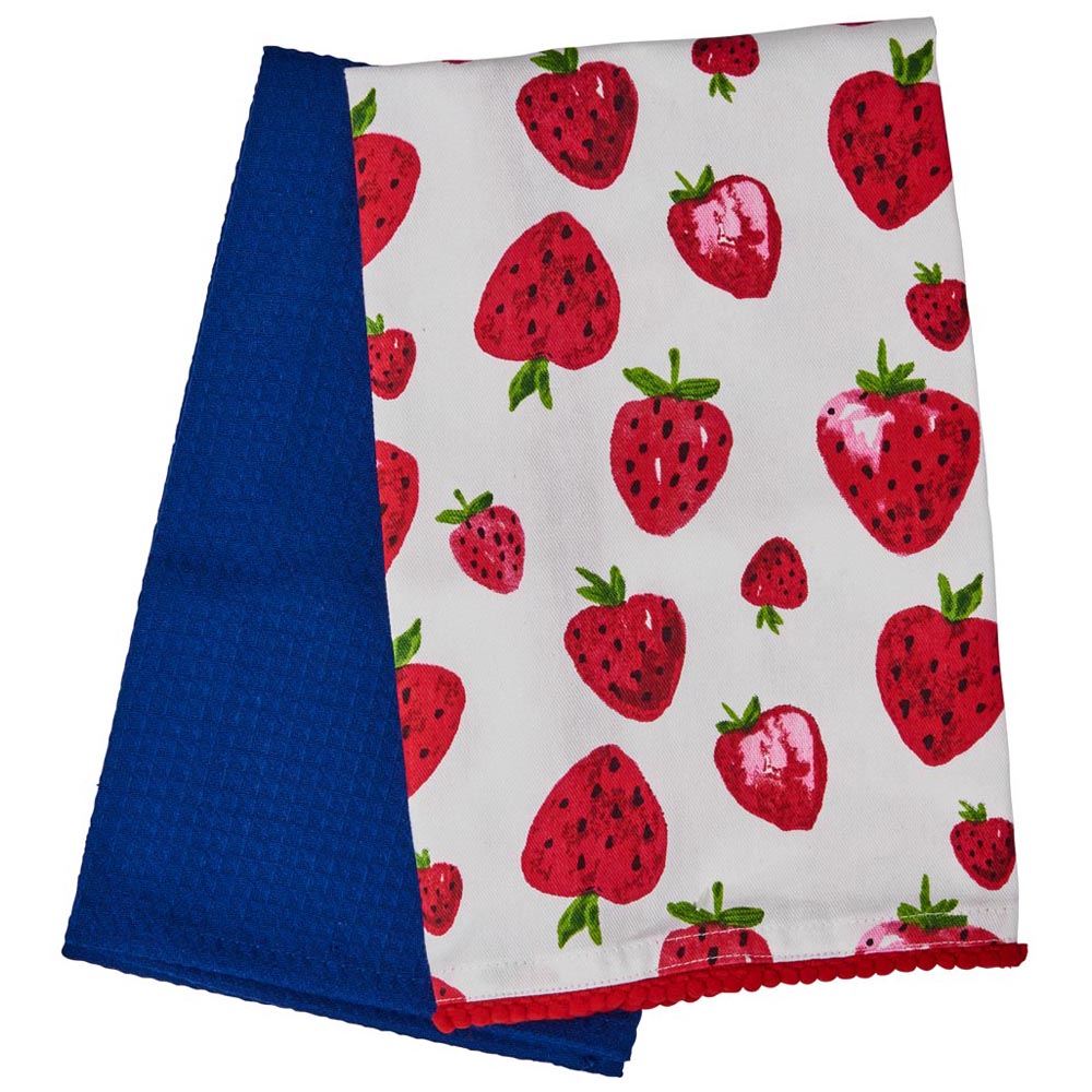 Wilko Strawberries Tea Towel 3 Pack Image 1
