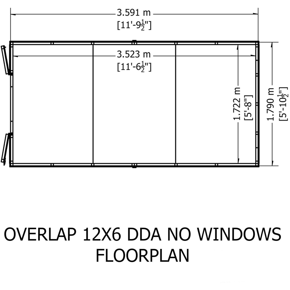 Shire 12 x 6ft Double Door Dip Treated Overlap Apex Shed Image 9