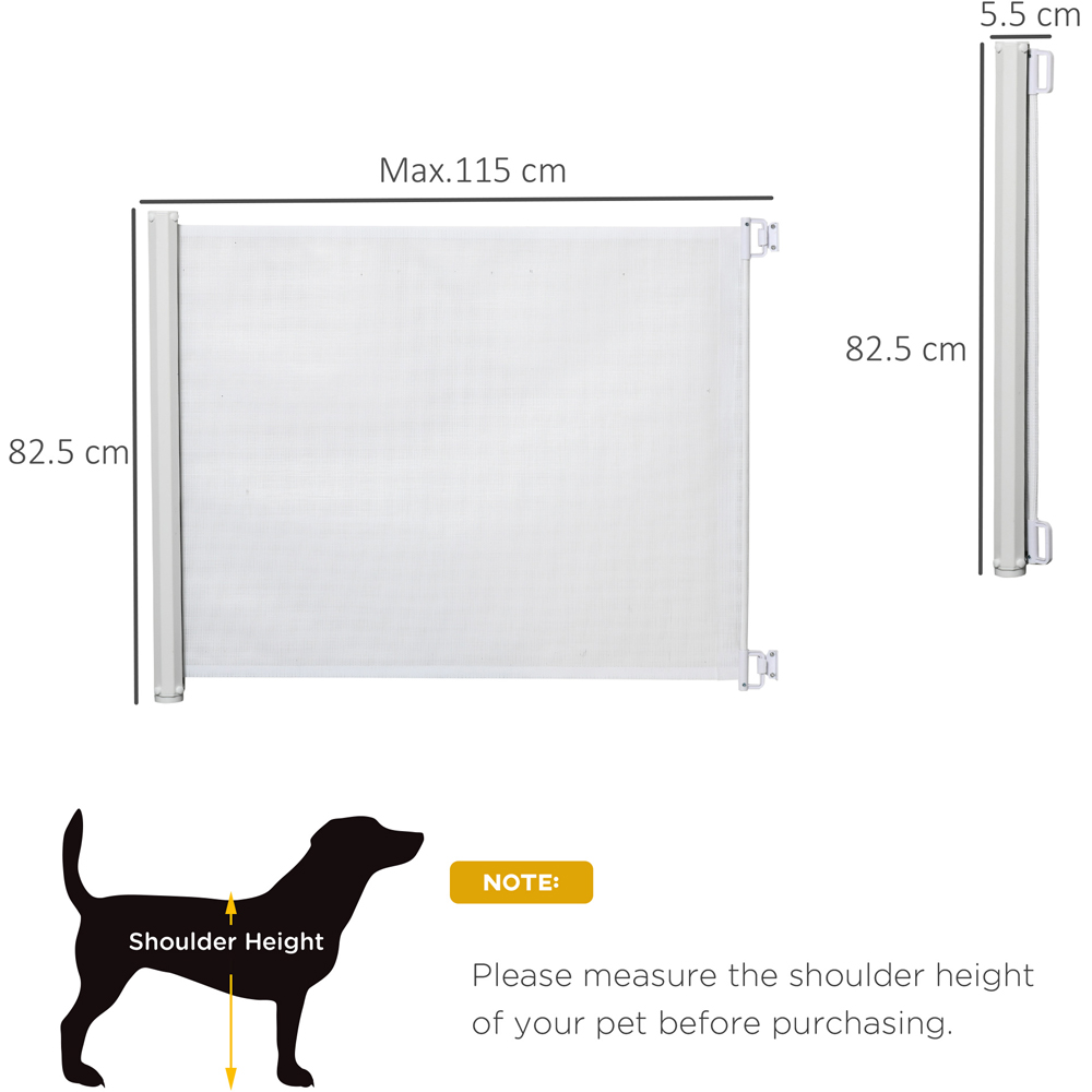 PawHut White Retractable Stair Pet Safety Gate Image 7