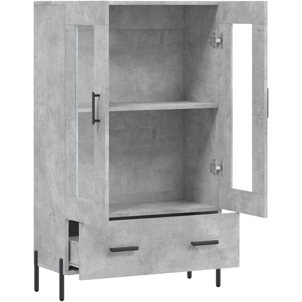vidaXL 2 Glass Door Single Drawer Concrete Grey Highboard Image 4