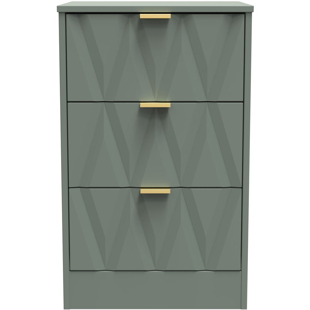 Crowndale Las Vegas 3 Drawer Reed Green Bedside Table Ready Assembled Image 3