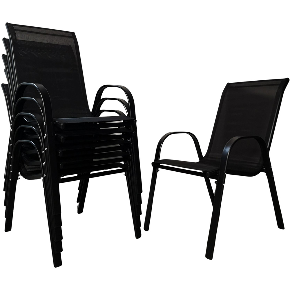 Samuel Alexander Set of 6 Black Textilene Garden Chair Image 2