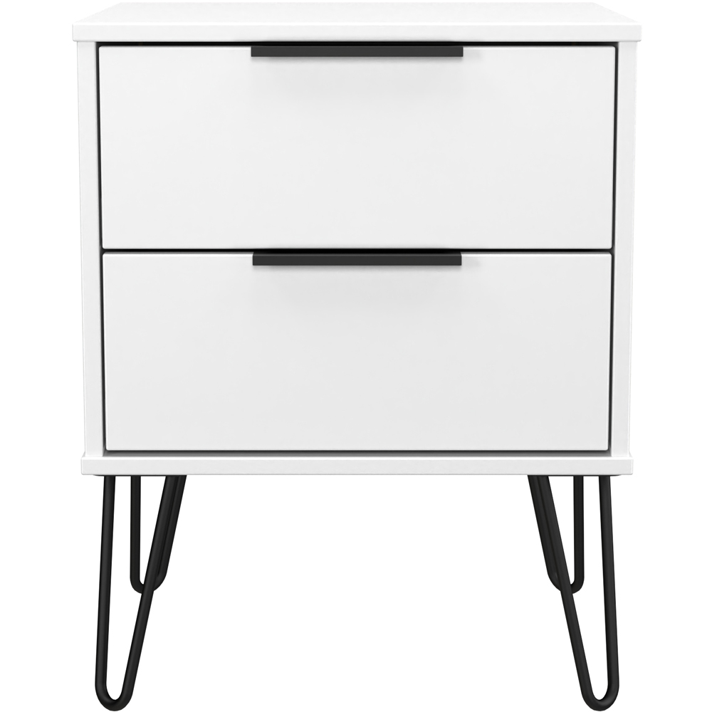 Crowndale Hong Kong 2 Drawer Matt White Compact Bedside Cabinet Ready Assembled Image 3