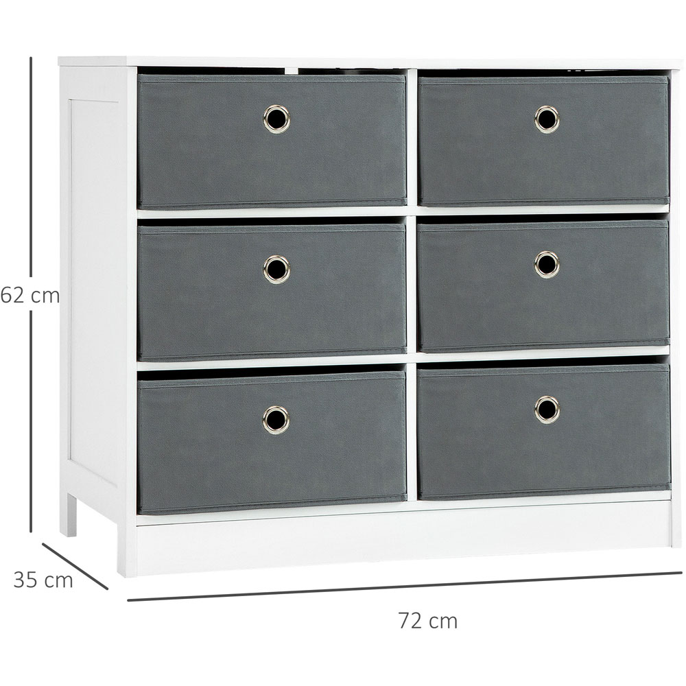 Portland 6 Drawer White and Grey Chest of Drawers Image 8