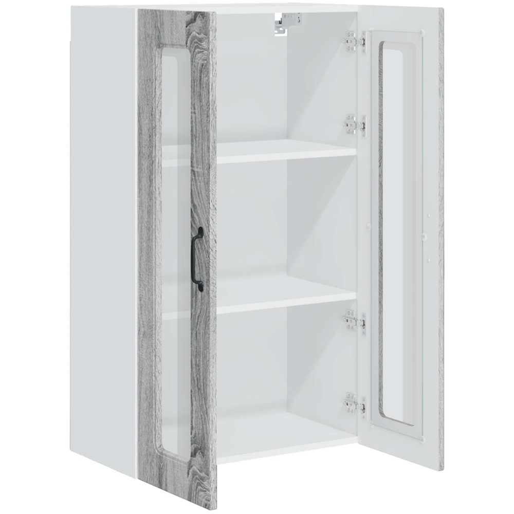 vidaXL 2 Glass Door Grey Sonoma Kitchen Wall Cabinet Image 5