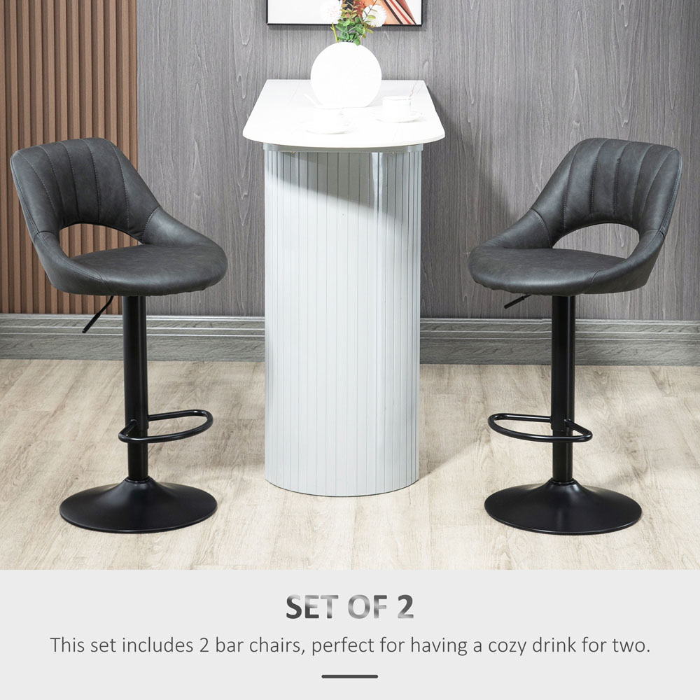 Portland PU Leather Height Adjustable Bar Stool Set of 2 Image 4