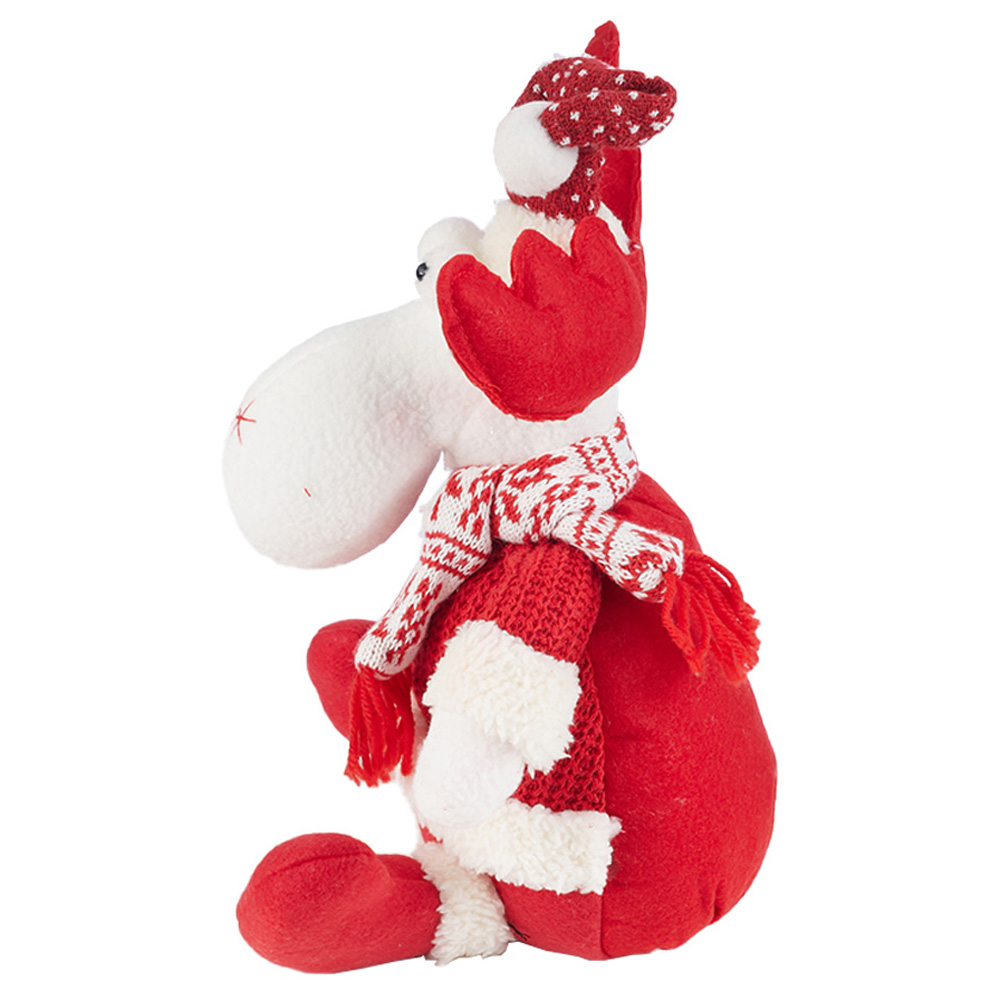 Living and Home Red and White Plush Reindeer Christmas Toy Image 4