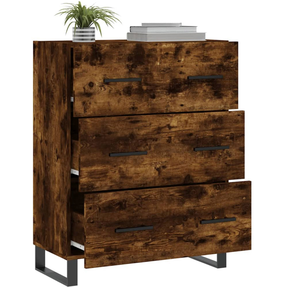 vidaXL 3 Drawer Smoked Oak Sideboard Image 4