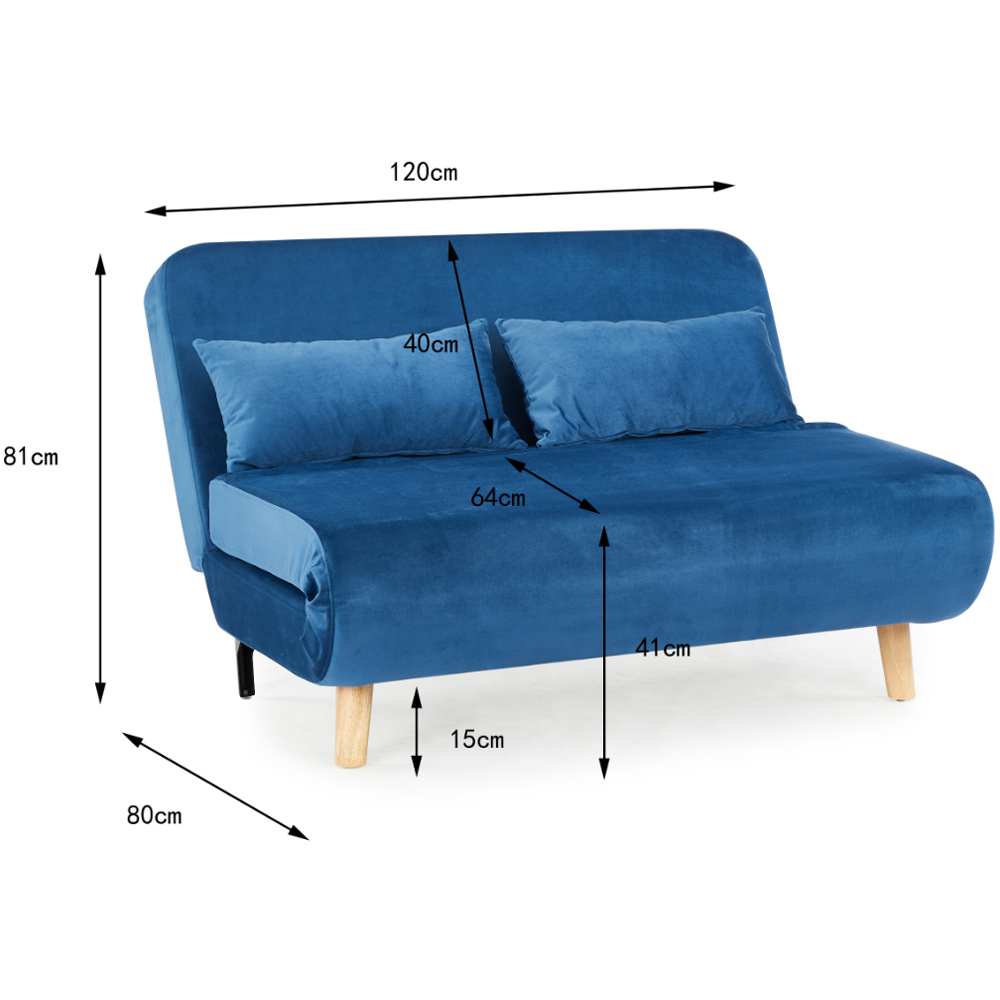 Home Detail Keller 2 Seater Blue Velvet Sofa Bed Image 8