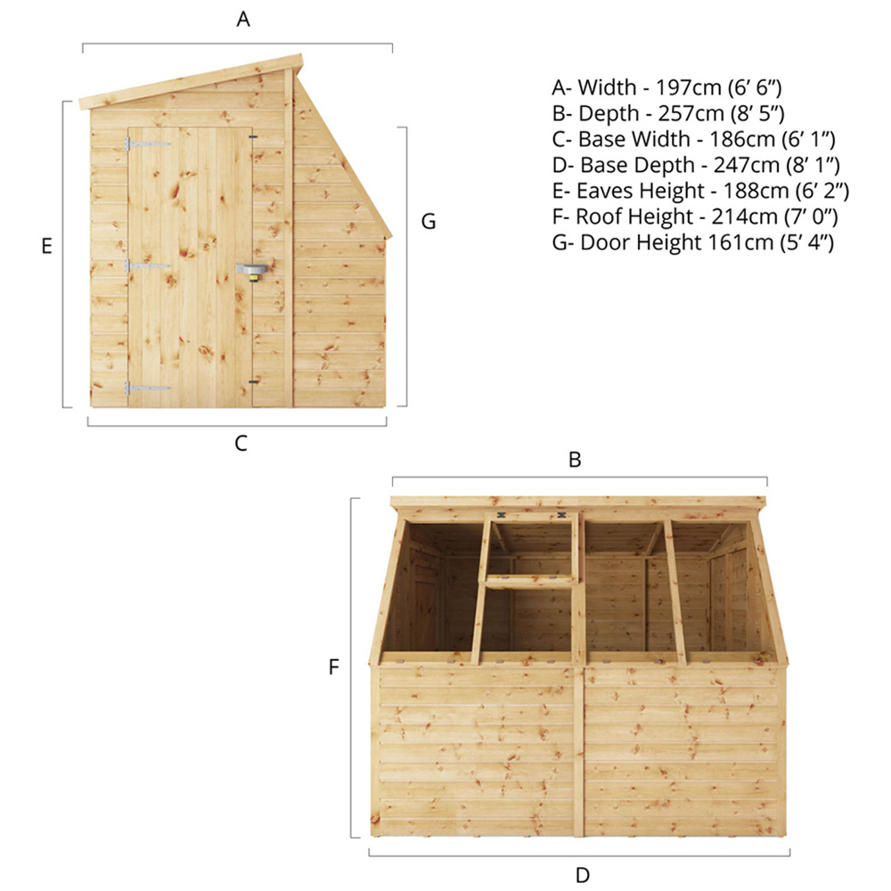 Mercia 8 x 6ft Premium Shiplap Potting Shed with Lean to Image 9