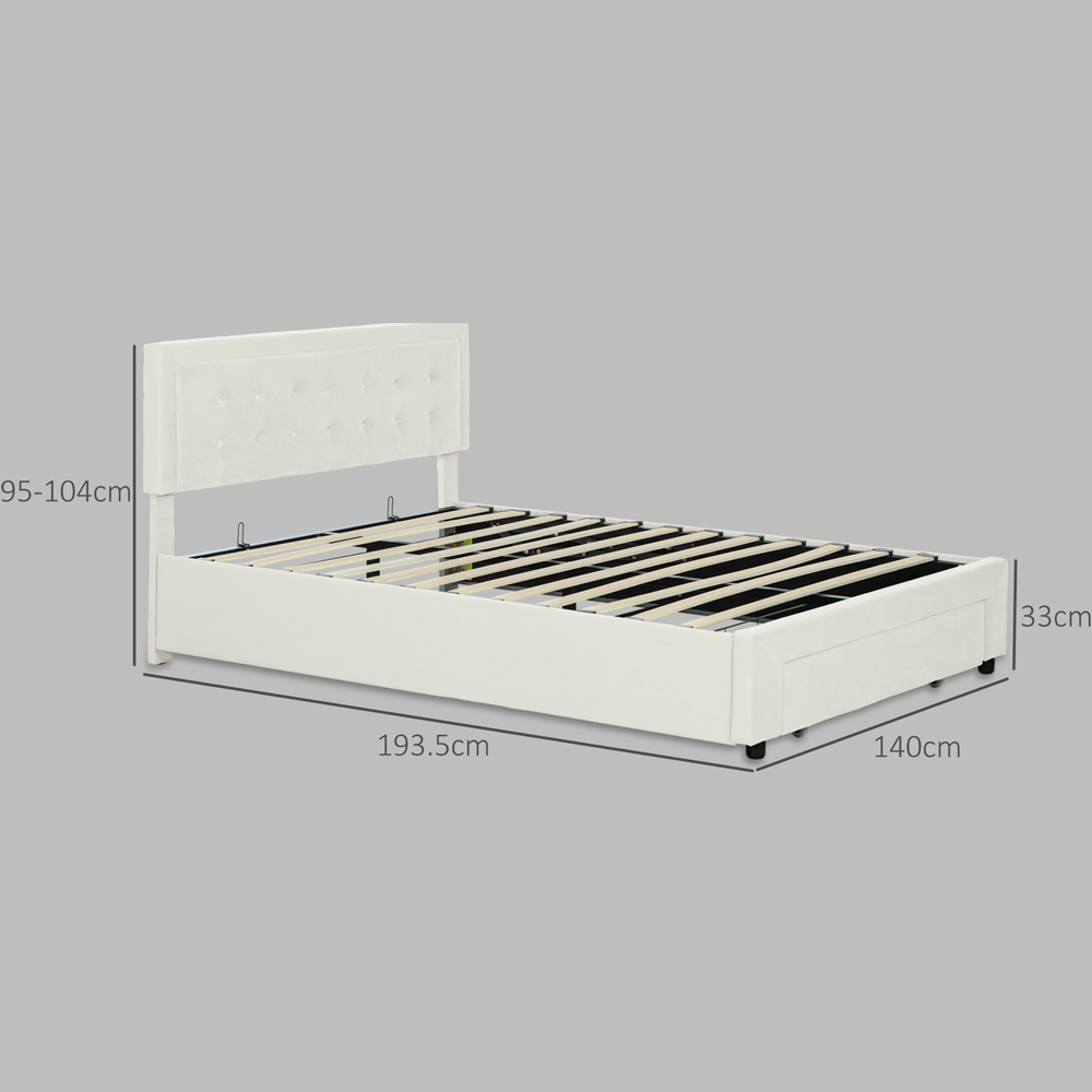 HOMCOM Double Cream Ottoman Bed with Adjustable Velvet Headboard Image 9