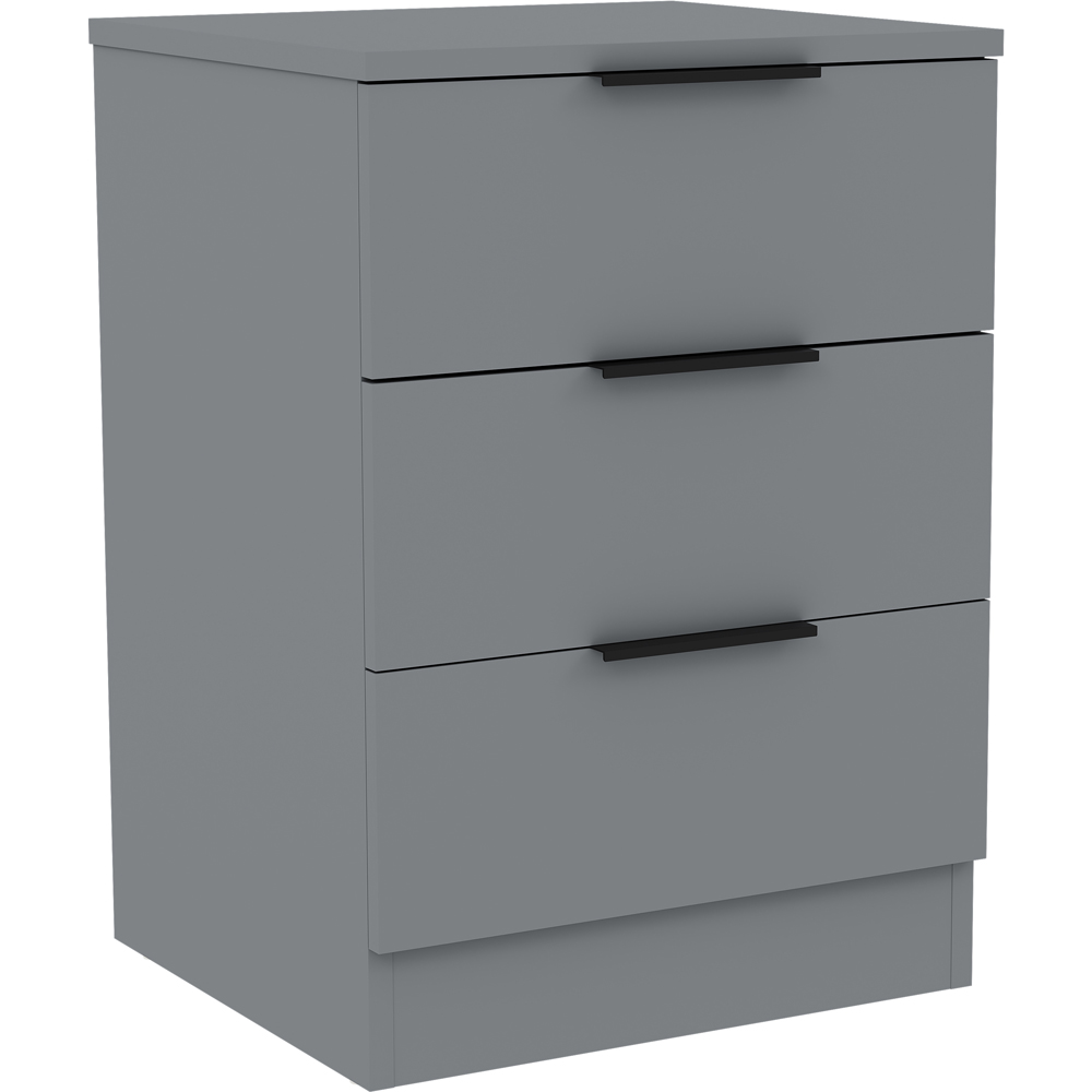 VIDA DESIGNS Terga 3 Drawer Grey Bedside Cabinet Image 2