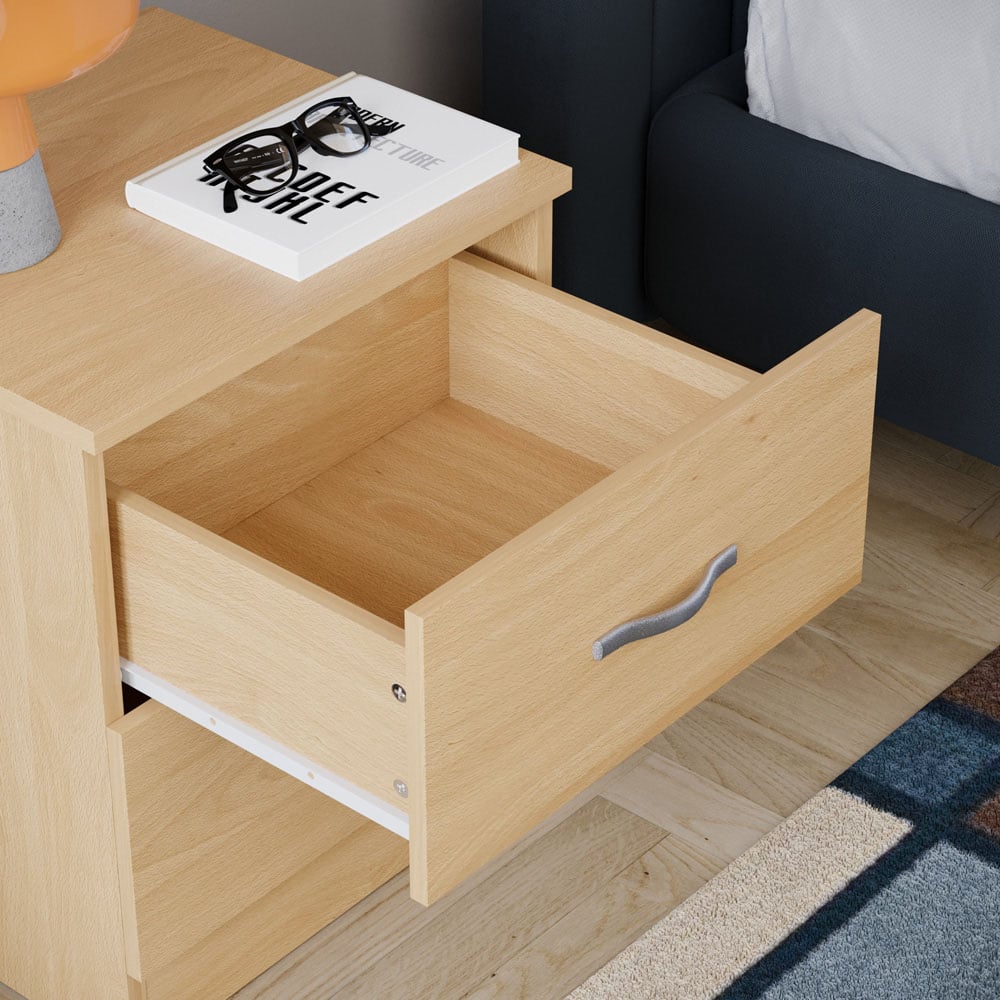 Vida Designs Riano 2 Drawer Pine Bedside Table Image 4