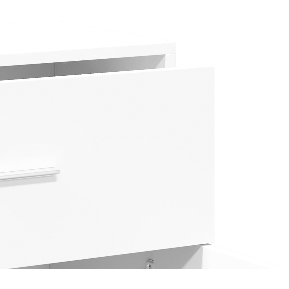vidaXL 2 Door Single Drawer White Sideboard Image 8