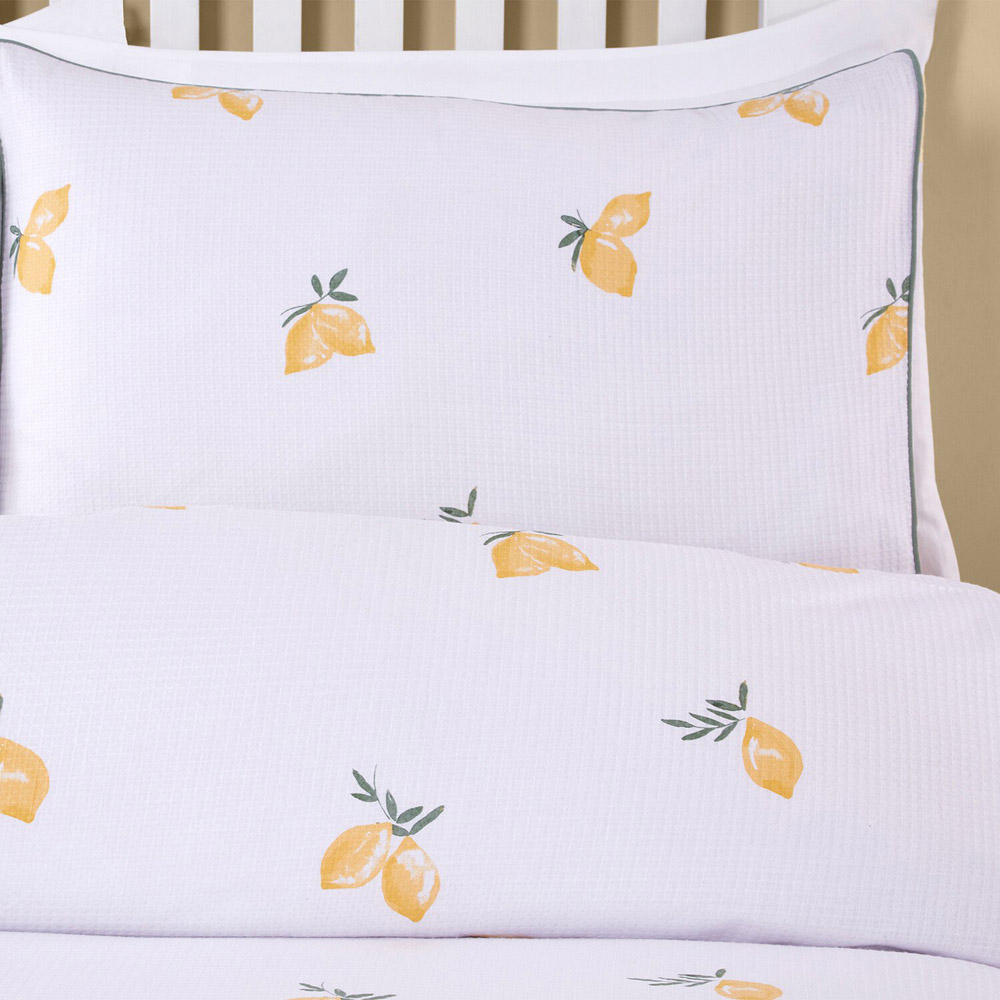 Positano Waffle Duvet Set - White and Yellow / King Image 3