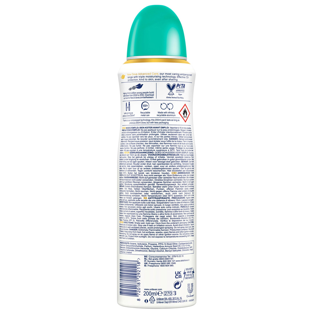Dove  Advanced Care Go Fresh Pear & Aloe Vera Scent Antiperspirant Deodorant Spray 200ml Image 2