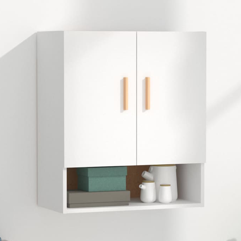 vidaXL 2 Door Single Open Shelf White Wall Cabinet Image 1