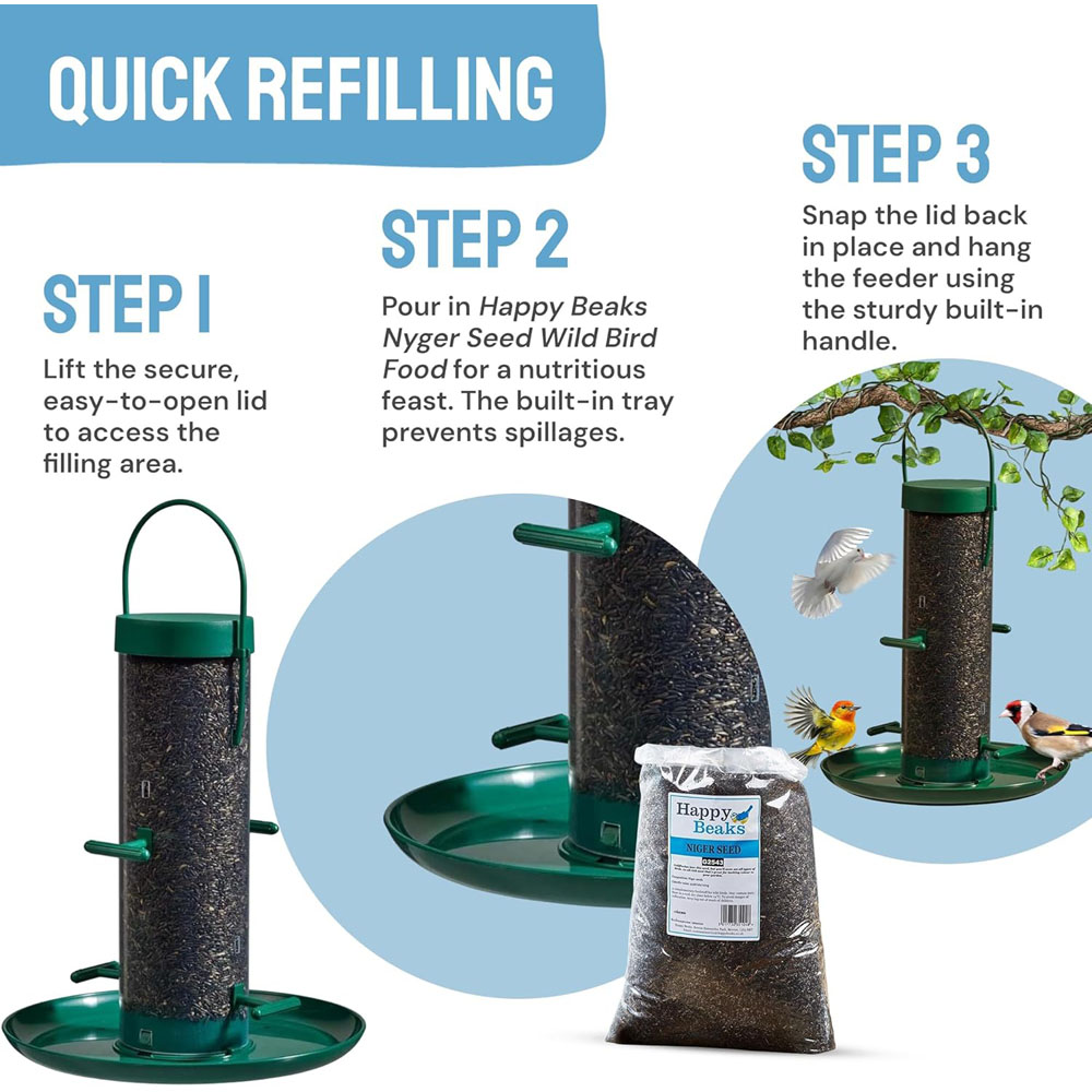 Happy Beaks Supa 4 Port Nyger Feeder with Tray Image 4