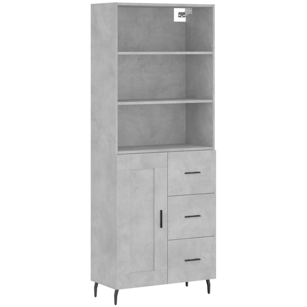vidaXL Single Door 3 Drawer 3 Shelf Concrete Grey Highboard Image 2