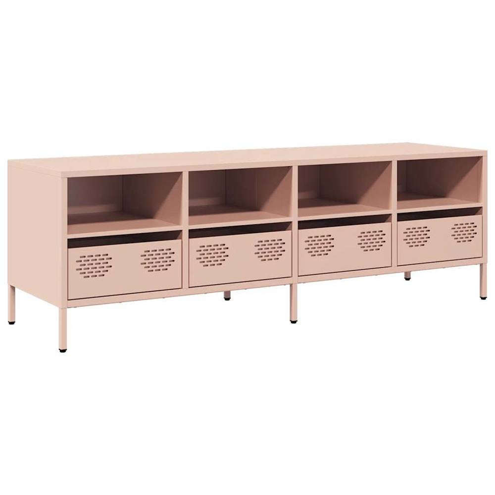 vidaXL 4 Drawer 4 Shelf Pink Steel Industrial Style TV Cabinet Image 2
