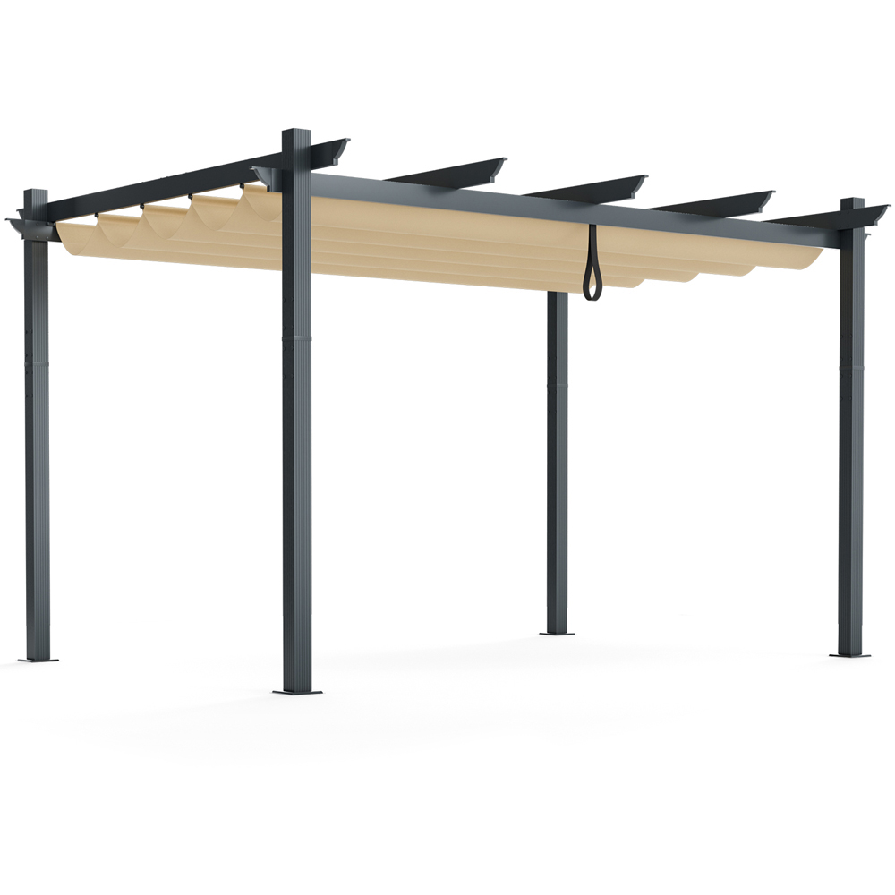 Costway 3 x 4m Beige Pergola with Retractable Sun Shade Canopy Image 2