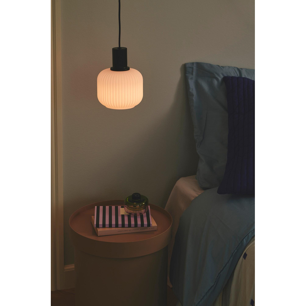 Nordlux Milford E27 Black Fluted Glass Mini Pendant Light Image 2