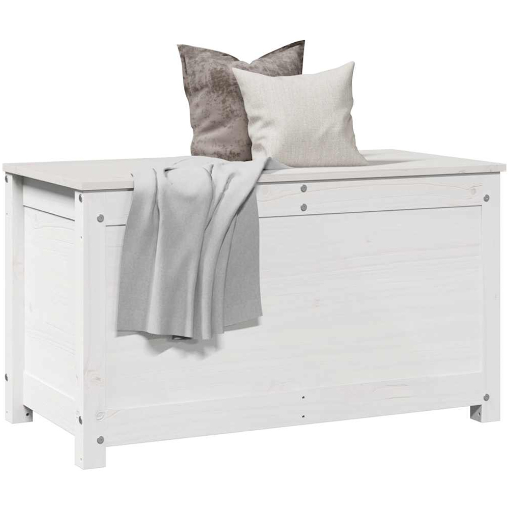 vidaXL White Solid Pine Wood Storage Box with Lid 80 x 40 x 45.5cm Image 3