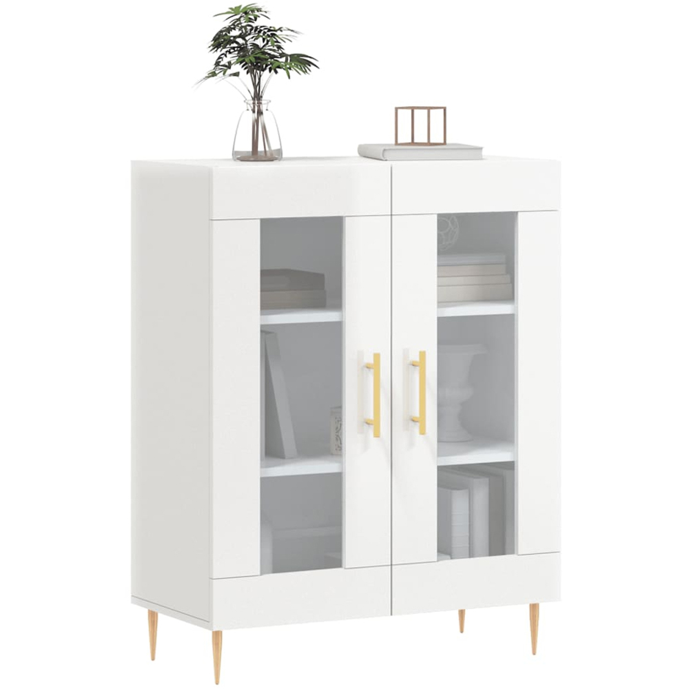 vidaXL 2 Glass Door High Gloss White Sideboard Image 3