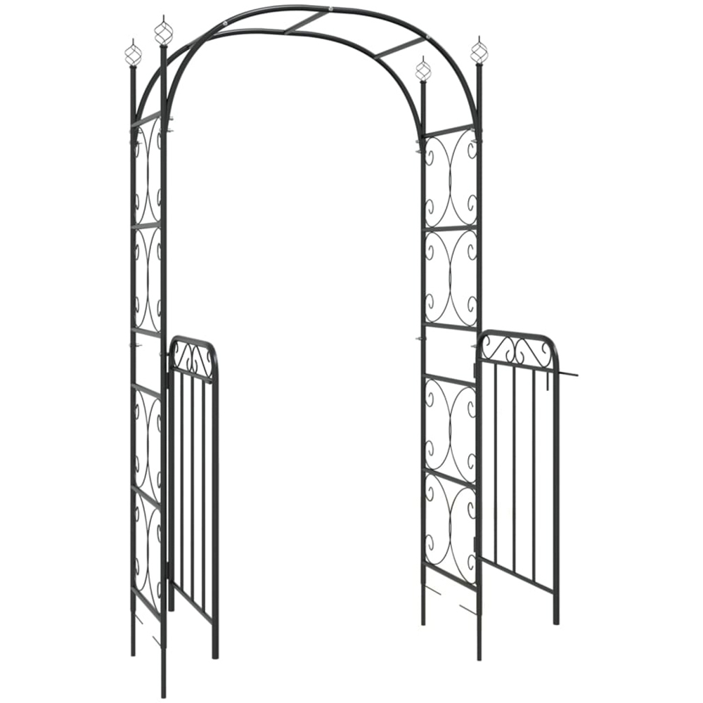 vidaXL 7.7 x 1.4 x 3.5ft Black Steel Garden Arch with Gate Image 5