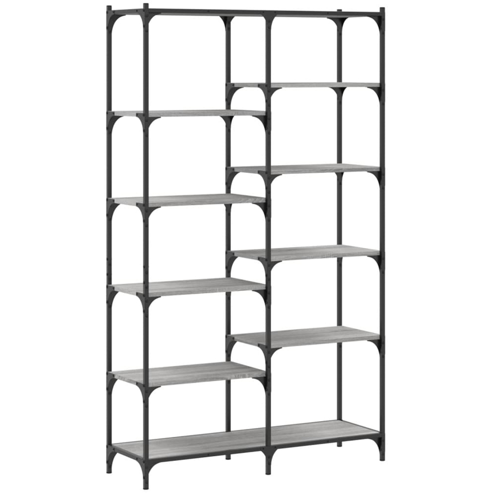 vidaXL 9 Shelf Grey Sonoma Wood and Steel Geometric Bookcase Image 2