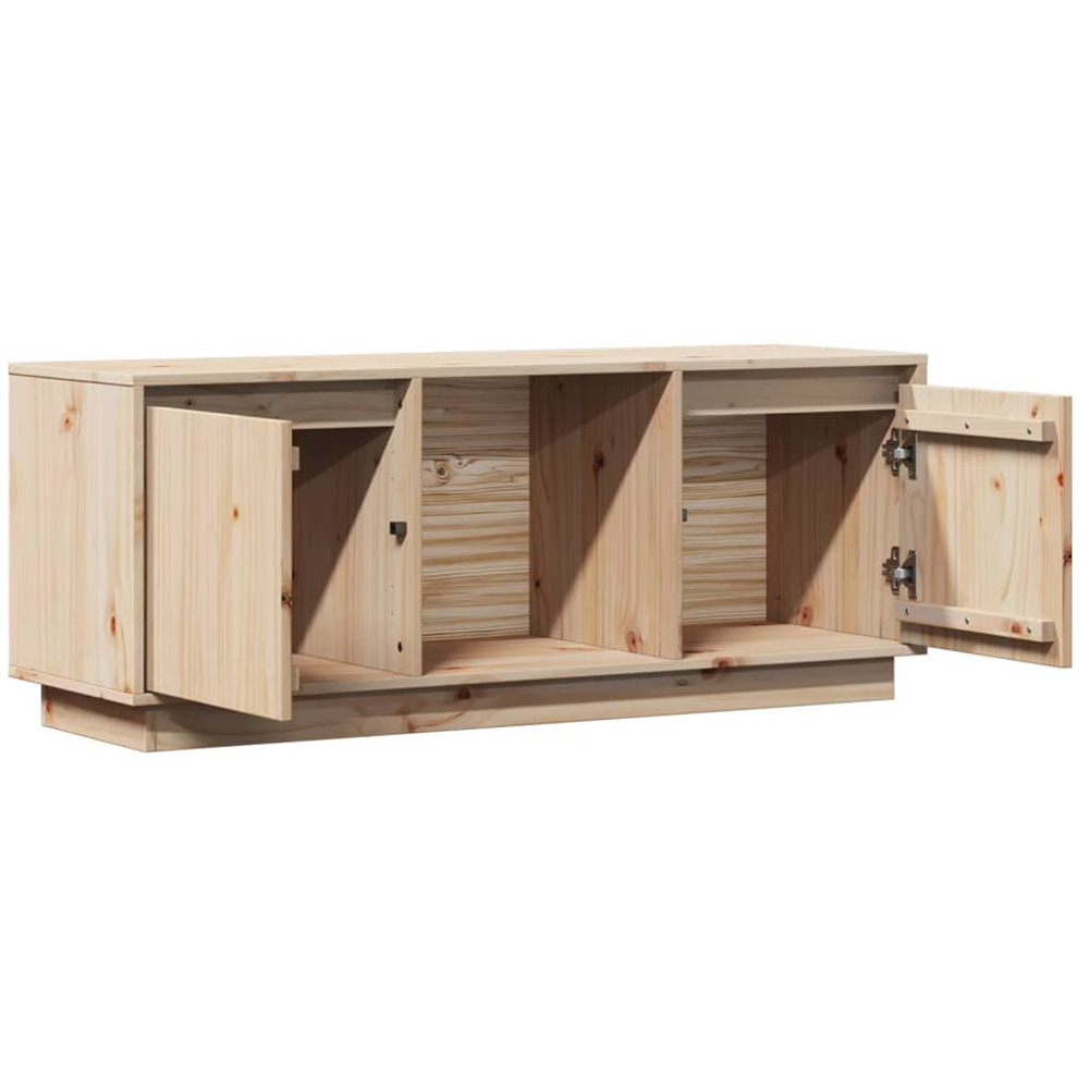 vidaXL 2 Door Single Shelf Natural Solid Pine Wood TV Cabinet Image 6