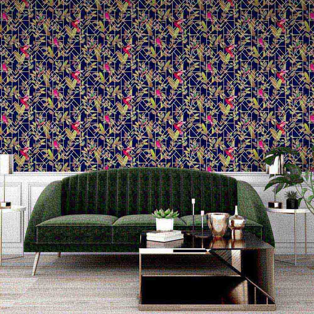 Arthouse Deco Tropical Navy and Gold Wallpaper Image 3