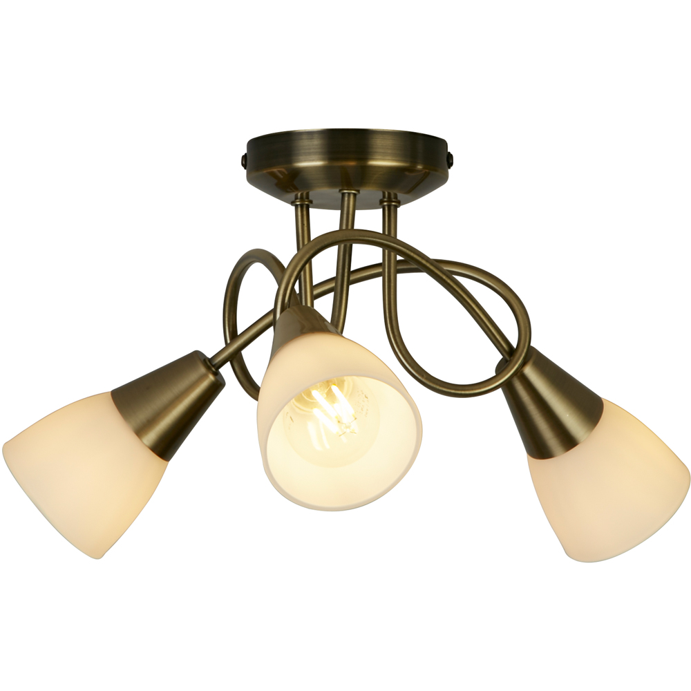 Lighting Collection Bradford 3 Light Antique Brass LED Ceiling Fitting Image 3
