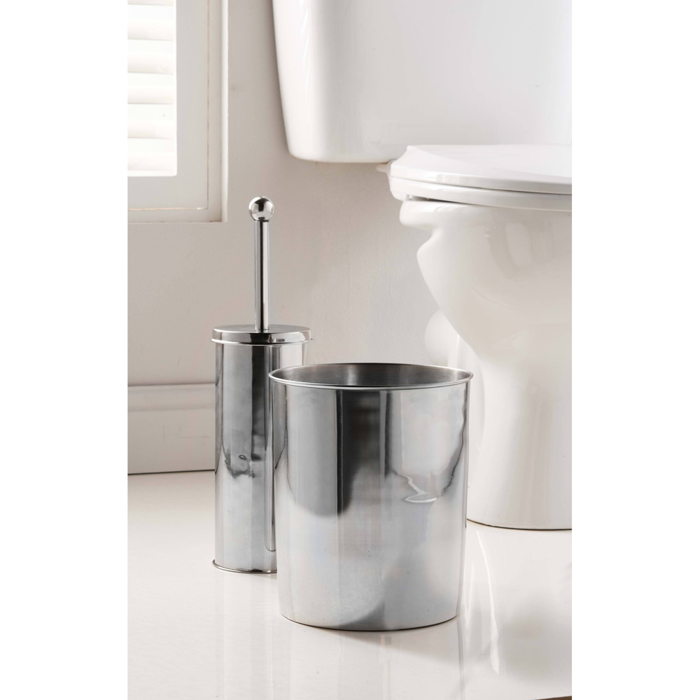 OurHouse Chrome Toilet Brush and Bin Image 2