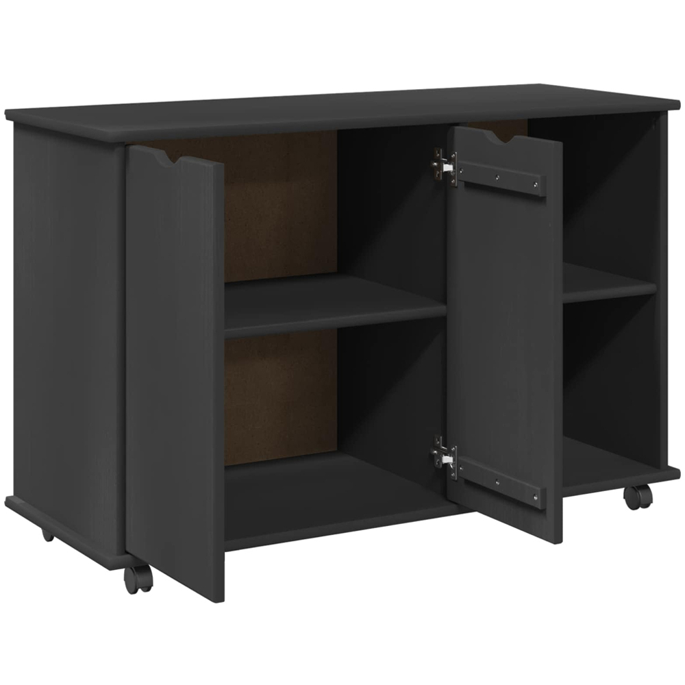 vidaXL 2 Door 2 Shelf Grey Minimalist Rolling Storage Cabinet Image 4