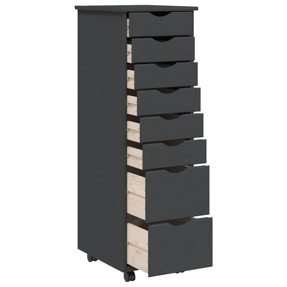 vidaXL 8 Drawer Grey Rolling Storage Cabinet Image 4
