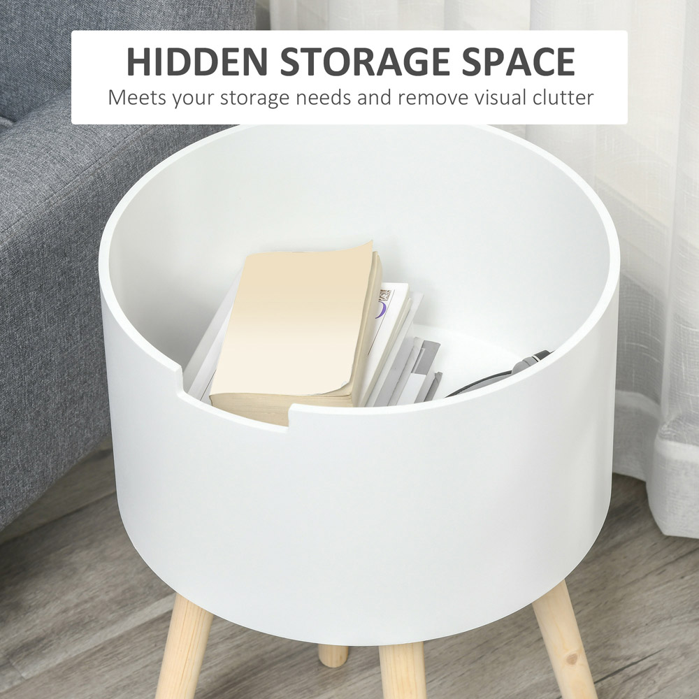 Portland Modern White Side Table with Hidden Storage Image 7