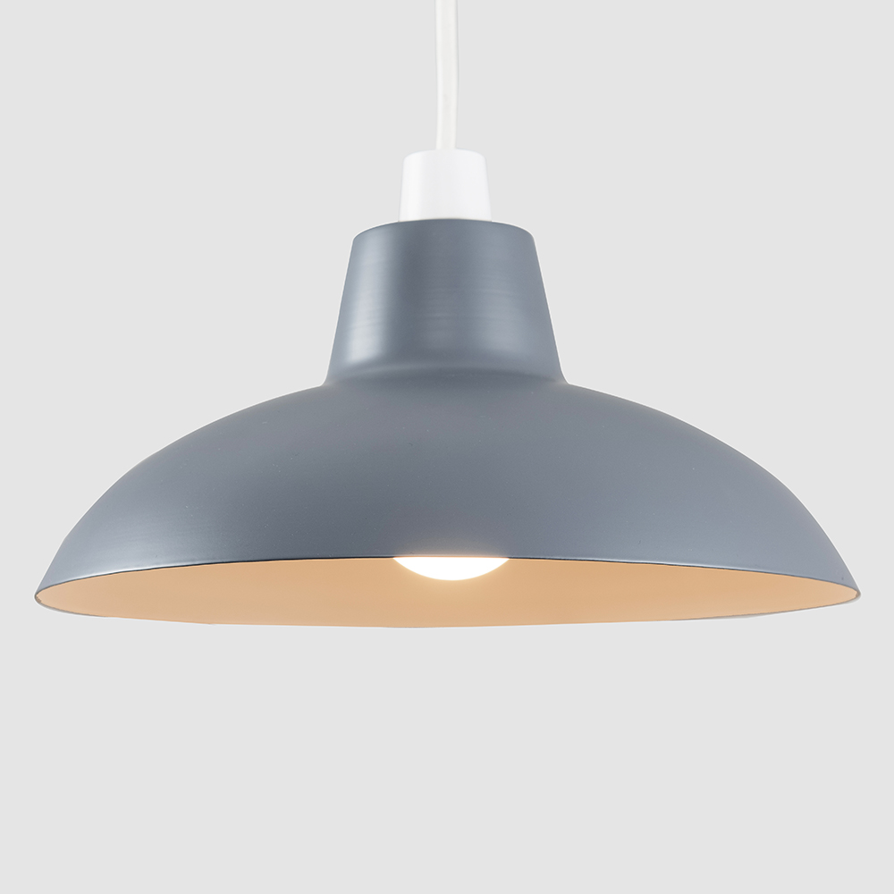 ValueLights Civic Dark Grey Retro Pendant Light Shade Image 4