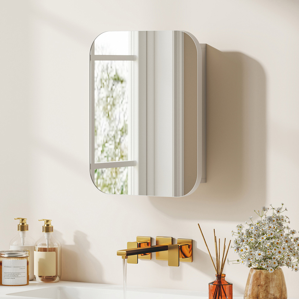 Portland White Wall Mounted Adjustable Bathroom Cabinet with Mirror Image 3
