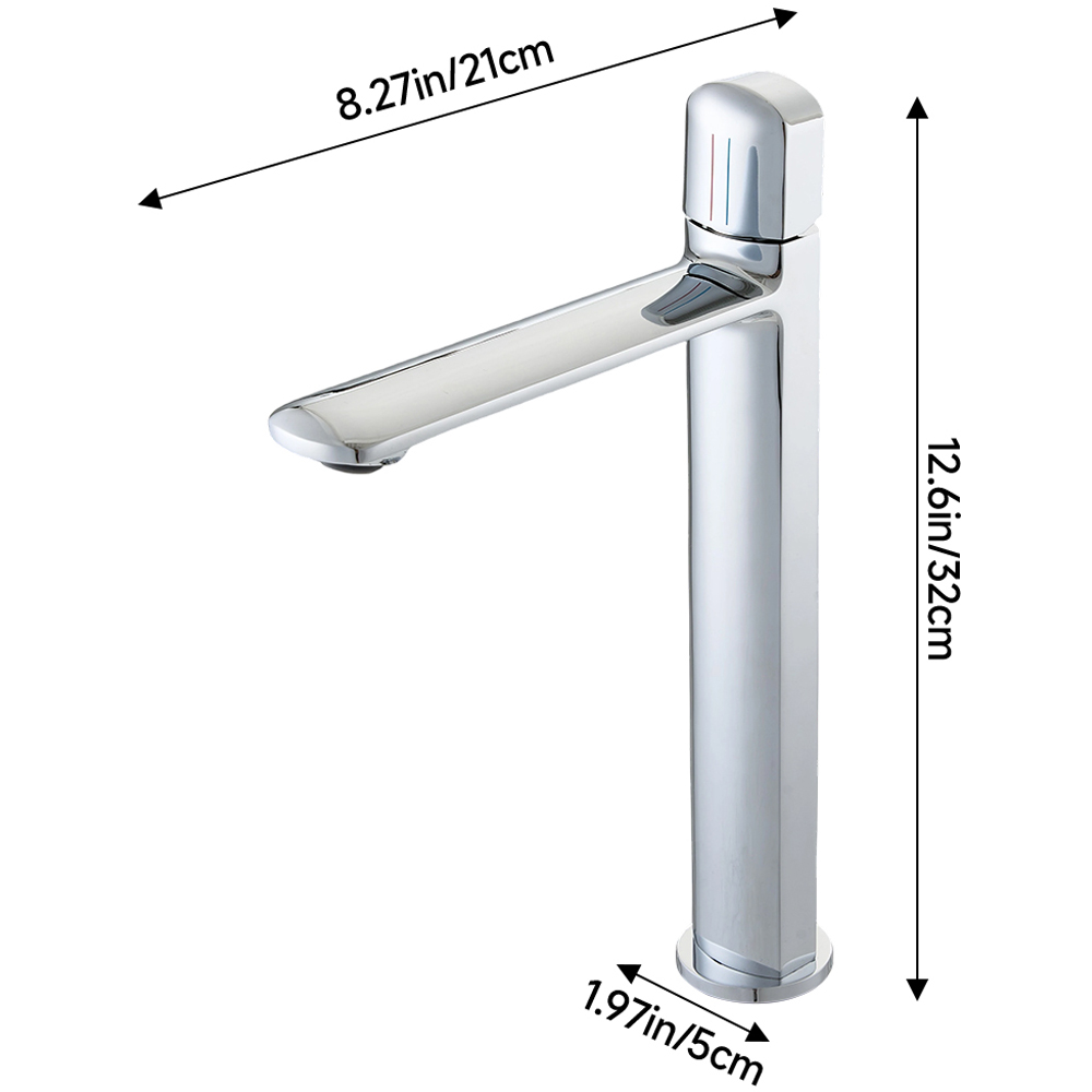Living and Home Silver Metal Single Handle Tall Basin Mixer Tap Image 7