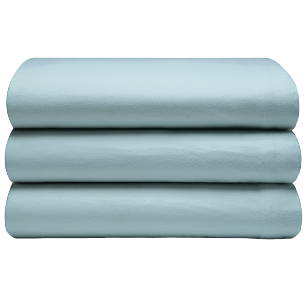 Serene Double Blue Brushed Cotton Flat Bed Sheet Image 1